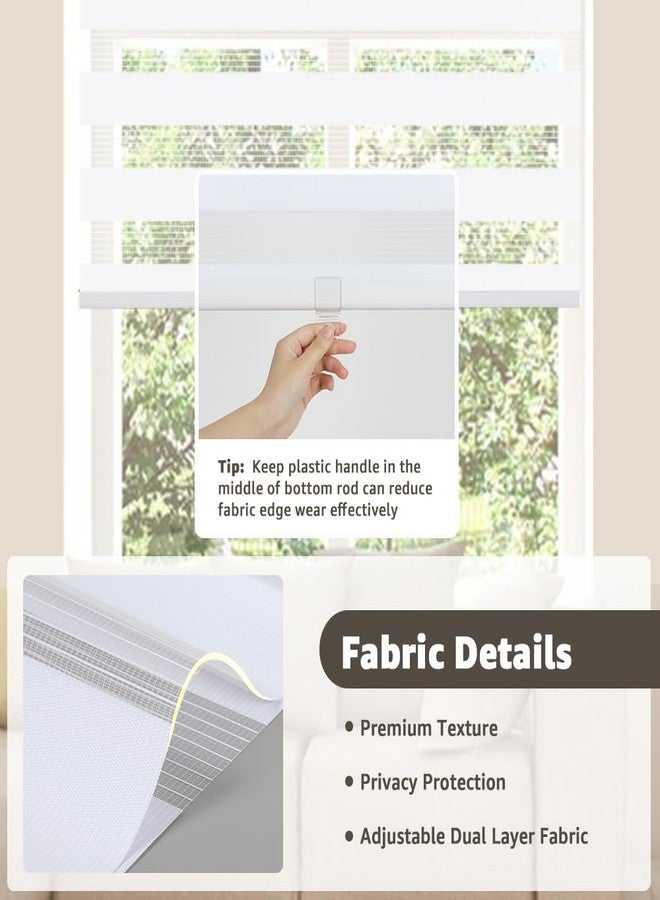 SEEYE Cordless Zebra Blinds for Window, French Door Blinds Free-Stop Roller Window Shades with Valance 22" W x 90" H, Light Filtering Window Treatment Sheer Blinds & Shades Easy to Install, White - Image 3